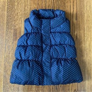 GAP 6-12 Months Navy Blue Polka Dot Puffer Vest